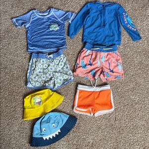 Cat & Jack Blue and Orange Kids Swim Rashguards